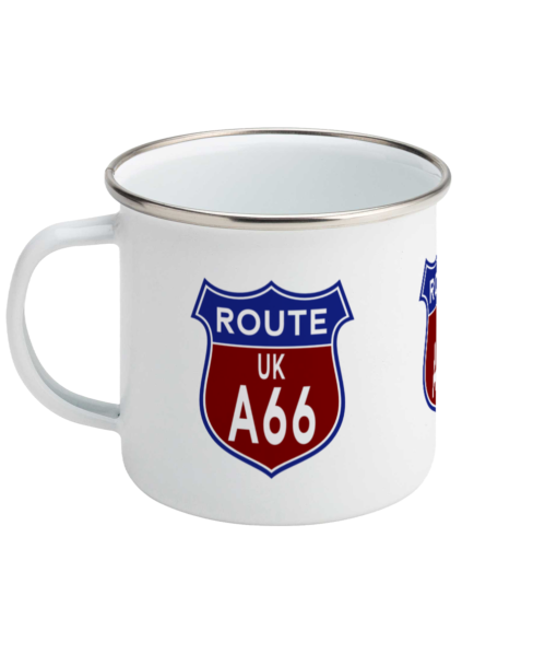 Enamel Route UK A66 Badge Mug - left