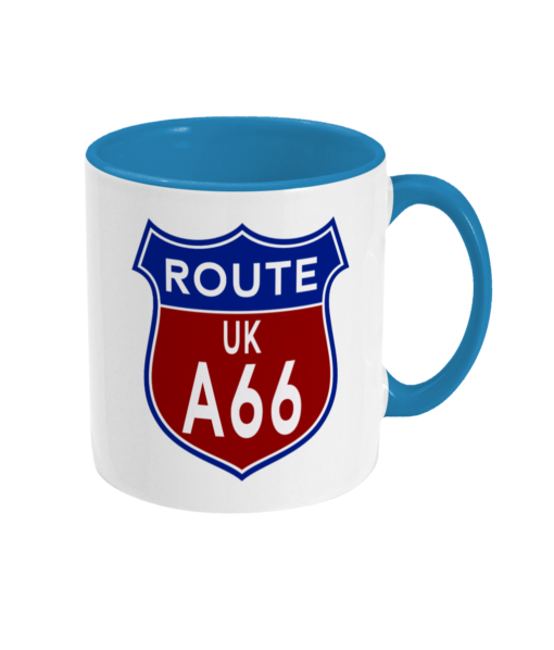 2 tone 11oz Route A66 Badge Light Blue - right