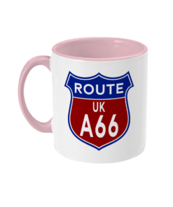 2 tone 11oz Route A66 Badge Pink - left