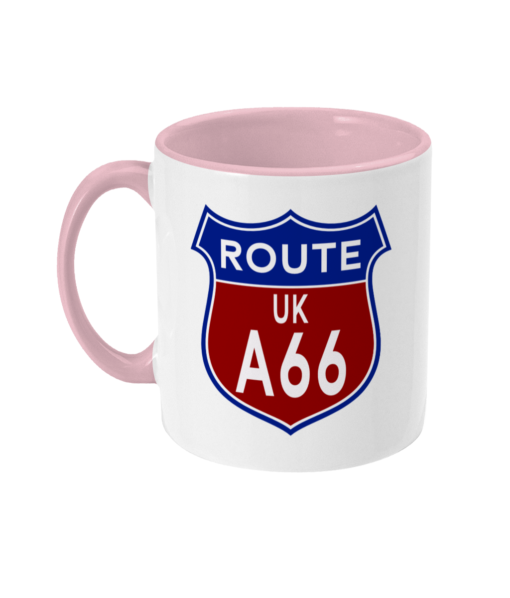 2 tone 11oz Route A66 Badge Pink - left