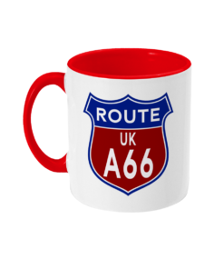 2 tone 11oz Route A66 Badge Red - left