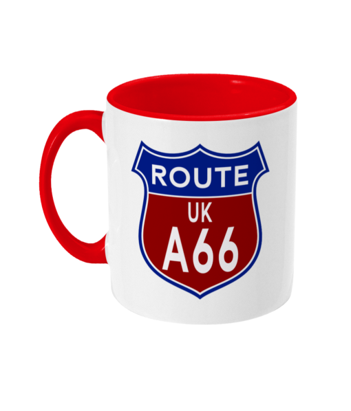 2 tone 11oz Route A66 Badge Red - left