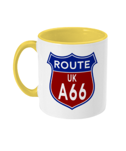 2 tone 11oz Route A66 Badge Yellow - left