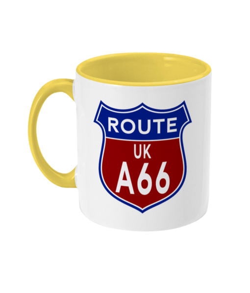 2 tone 11oz Route A66 Badge Yellow - left